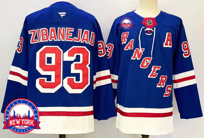 Men New York Rangers #93 Zibanejad Blue Fanatics 2025 NHL Jersey style 4->new york rangers->NHL Jersey